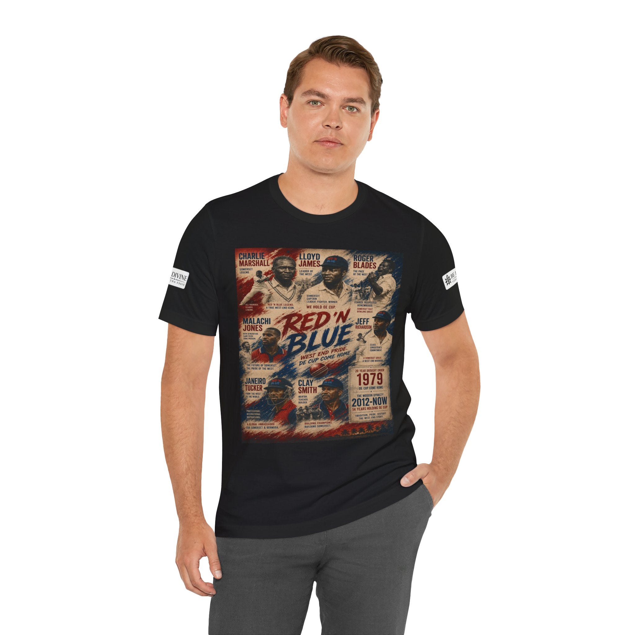 BE DIVINE™ Red ’N Blue Cricket Greats Tee