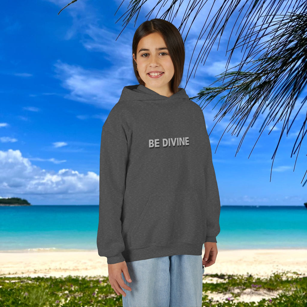 BE DIVINE™ Youth Hoodie – Gender Neutral, Soft Cotton, Inspirational Print (Youth S–XL)