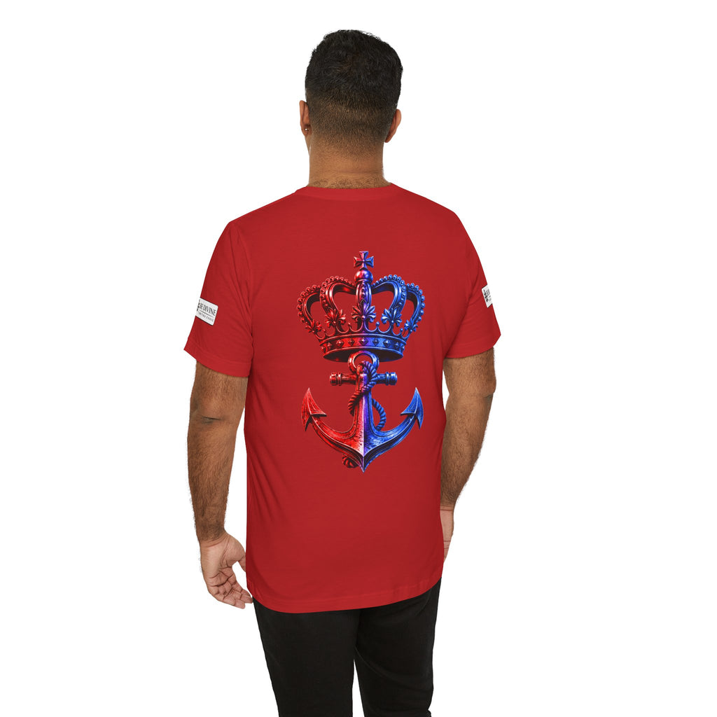 BE DIVINE™ Premium Minimal Crown 'N Anchor T-Shirt – Red 'N Blue Edition