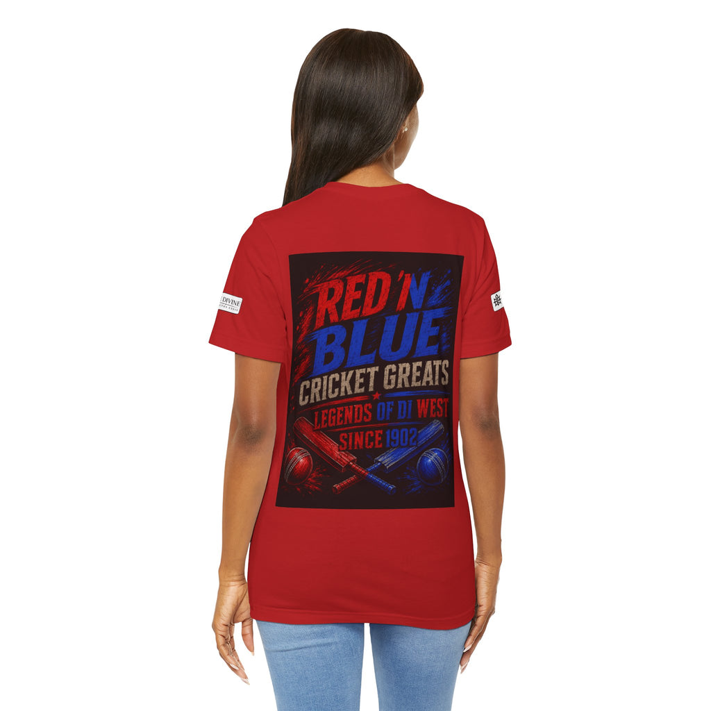 BE DIVINE™ Red ’N Blue Cricket Greats Tee