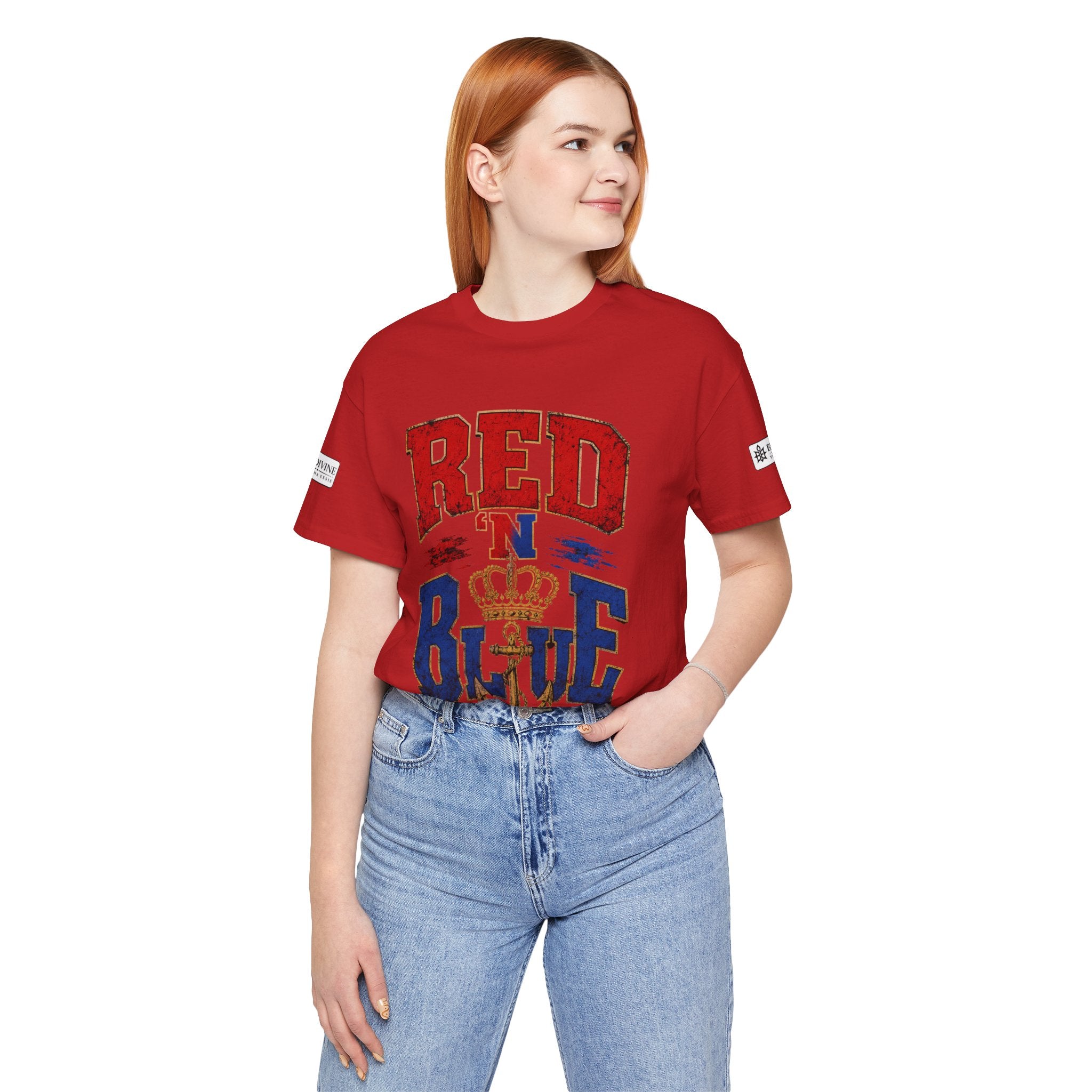 BE DIVINE™ RED 'N BLUE Tee – Crown 'N Anchor Edition