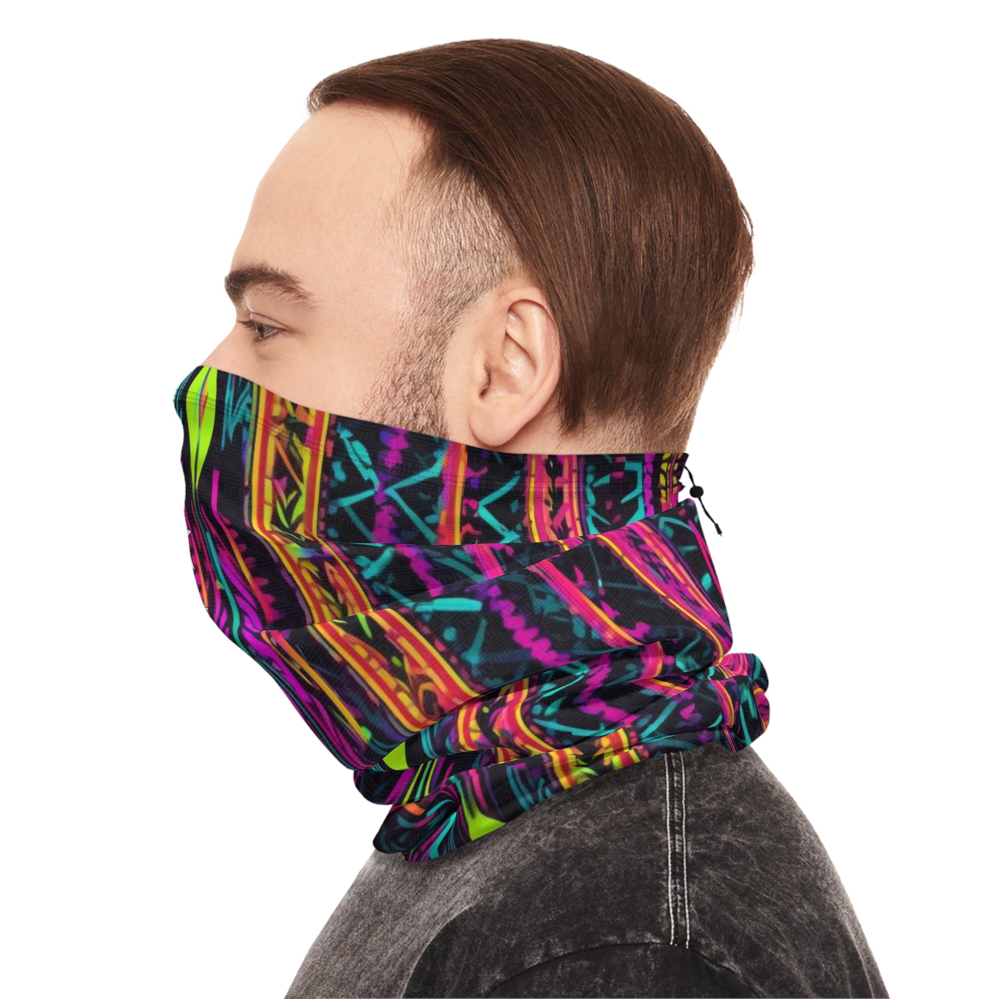 BE DIVINE™ Abstract Neon Winter Neck Gaiter with Drawstring - by Tabitha Essie