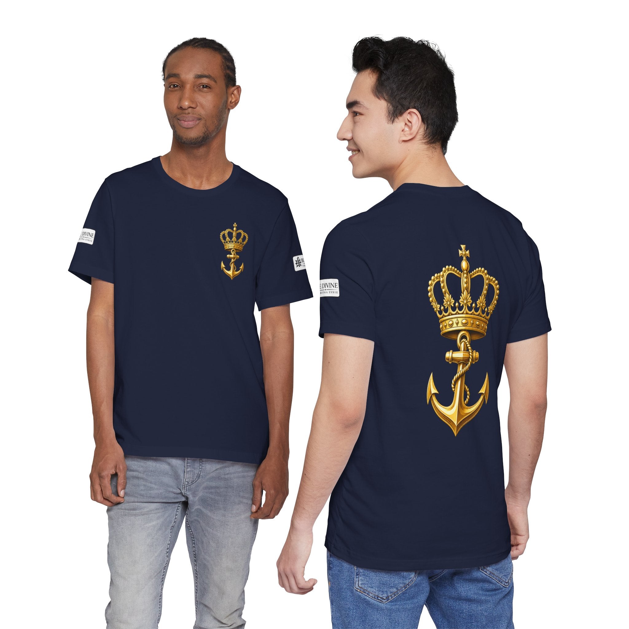 BE DIVINE™ Premium Minimal Crown 'N Anchor Tee – Black & Gold Edition