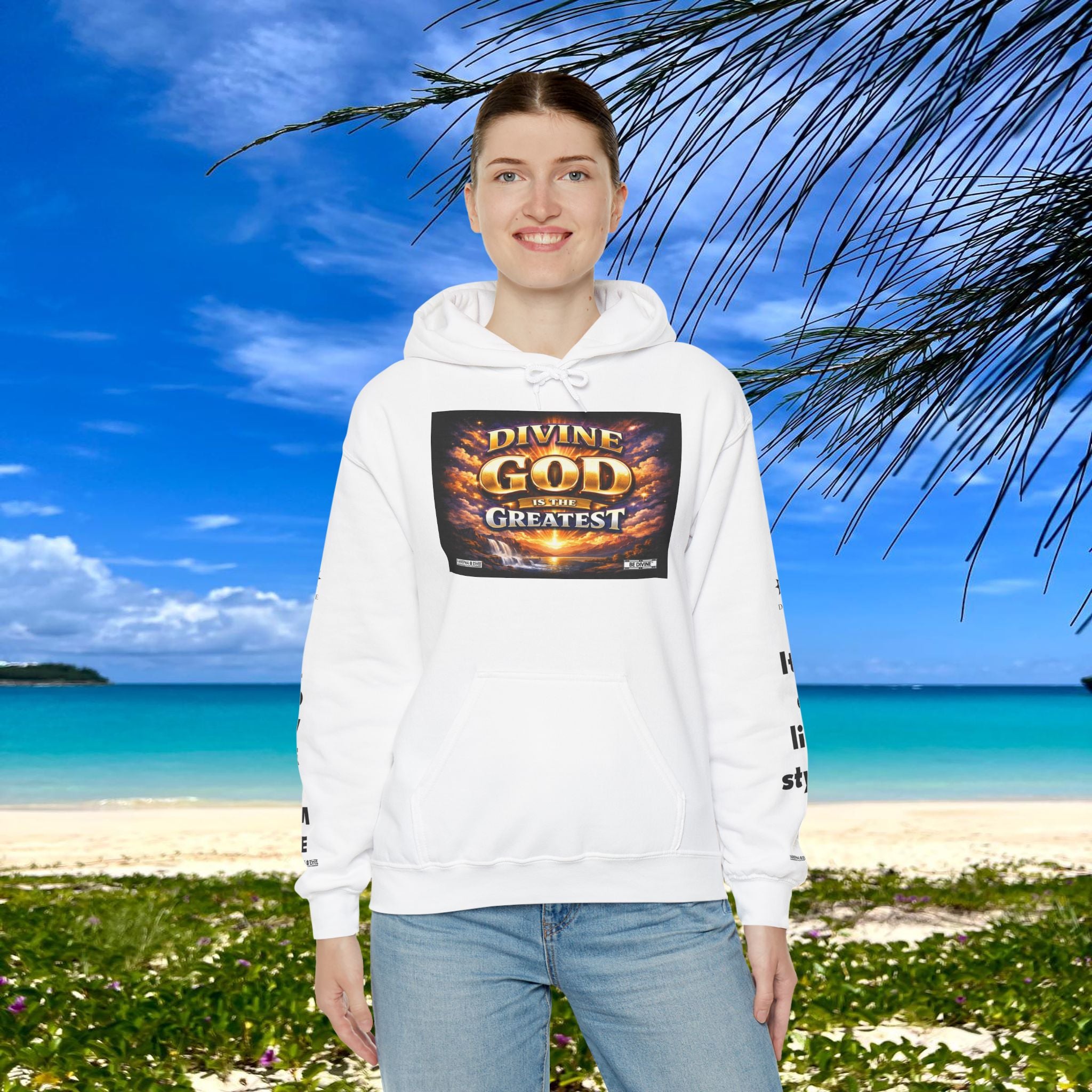 BE DIVINE™ Unisex Heavy Blend Hoodie – Divine God Is the Greatest Faith Statement Sweatshirt