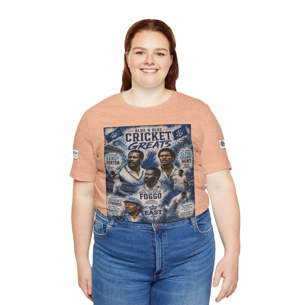 BE DIVINE™ Blue 'N Blue Cricket Greats Heritage Tee – Front & Back Collector Edition