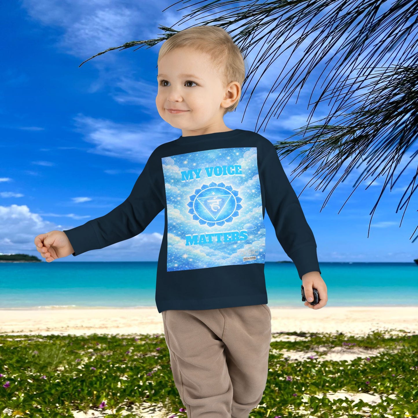 BE DIVINE™ Throat Chakra Toddler Long Sleeve Tee | Communication & Self-Expression Shirt