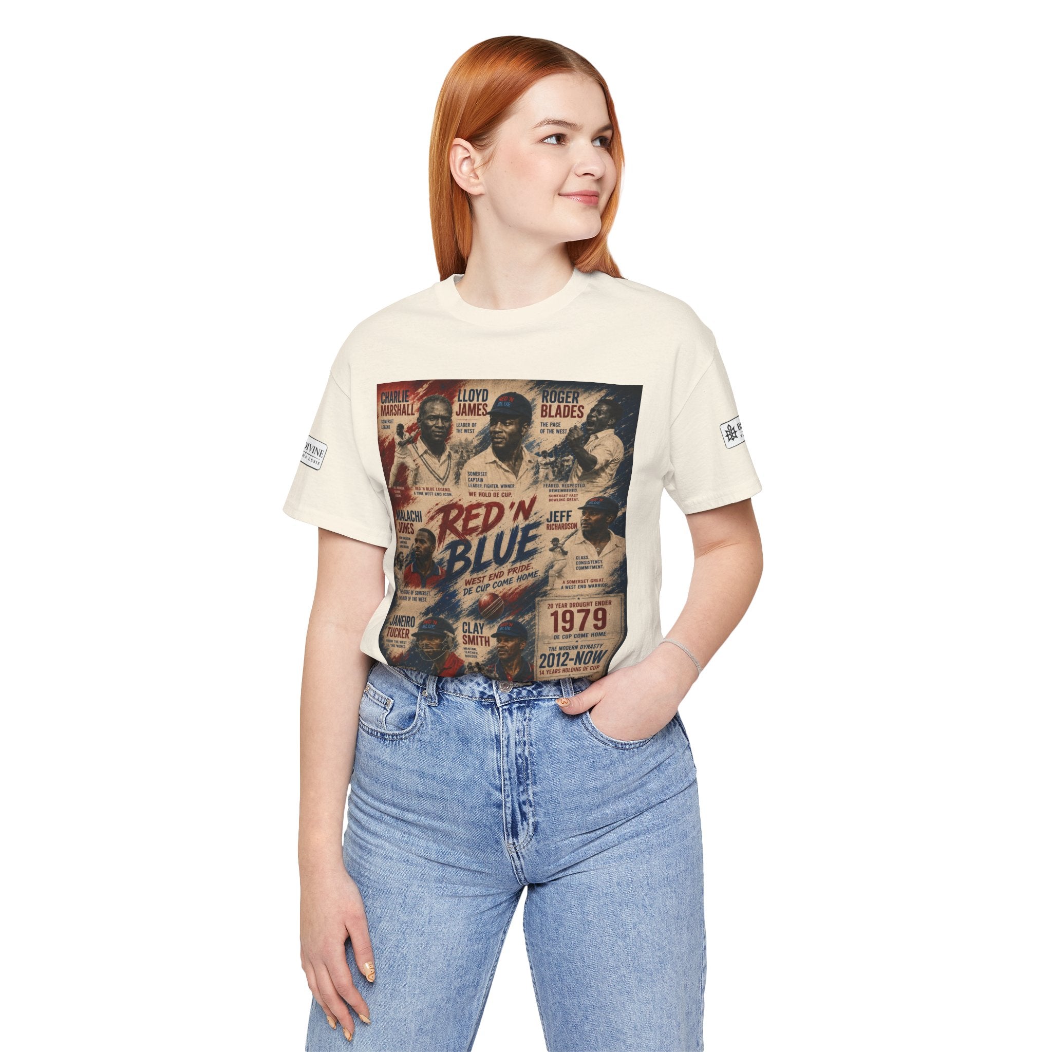 BE DIVINE™ Red ’N Blue Cricket Greats Tee