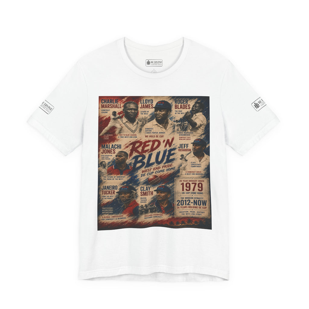 BE DIVINE™ Red ’N Blue Cricket Greats Tee