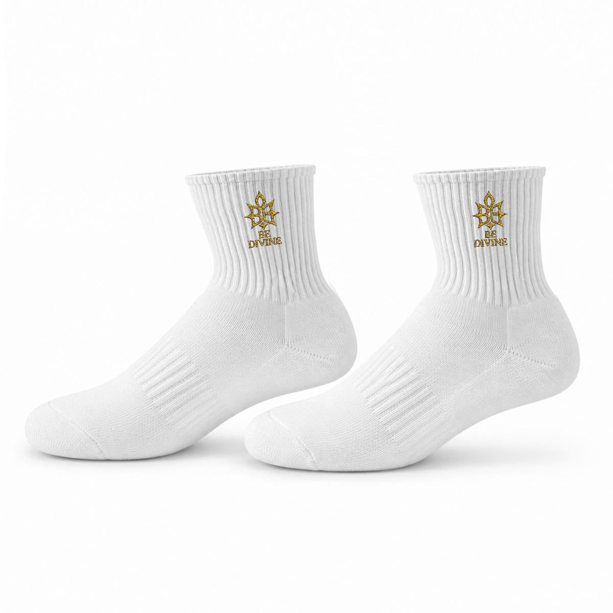BE DIVINE™ Heritage Embroidered Crew Socks | Premium Gold Designer Socks by Tabitha Essie