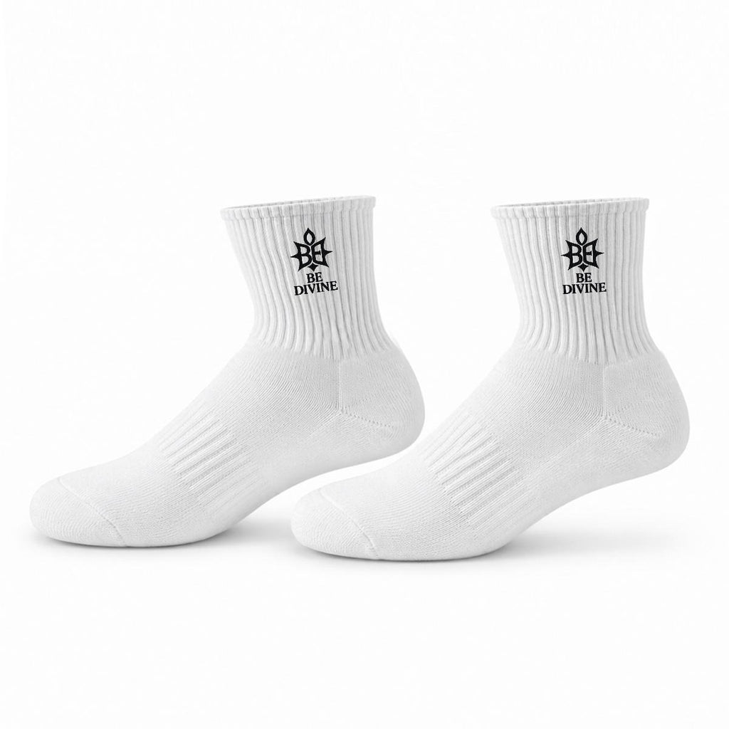 BE DIVINE™ Signature Embroidered Crew Socks | Premium Designer Cotton Socks by Tabitha Essie