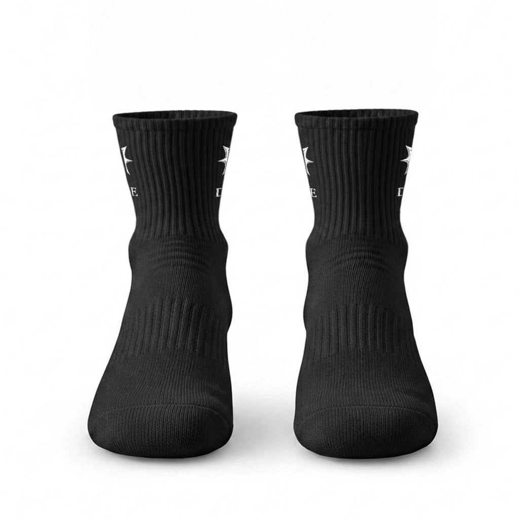 BE DIVINE™ Signature Embroidered Crew Socks – Black | Premium Designer Socks by Tabitha Essie