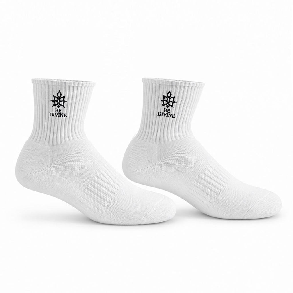 BE DIVINE™ Signature Embroidered Crew Socks | Premium Designer Cotton Socks by Tabitha Essie