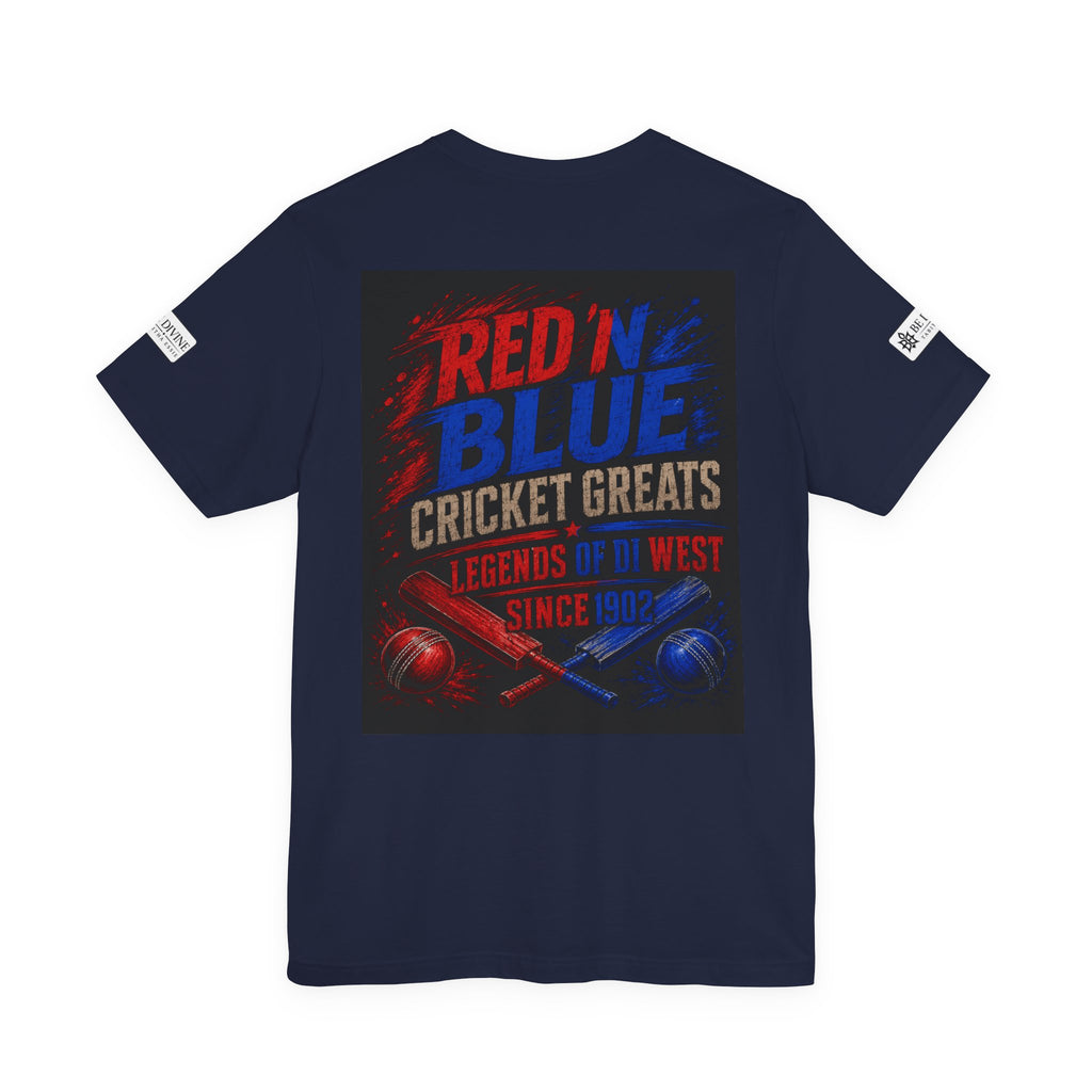 BE DIVINE™ Red ’N Blue Cricket Greats Tee
