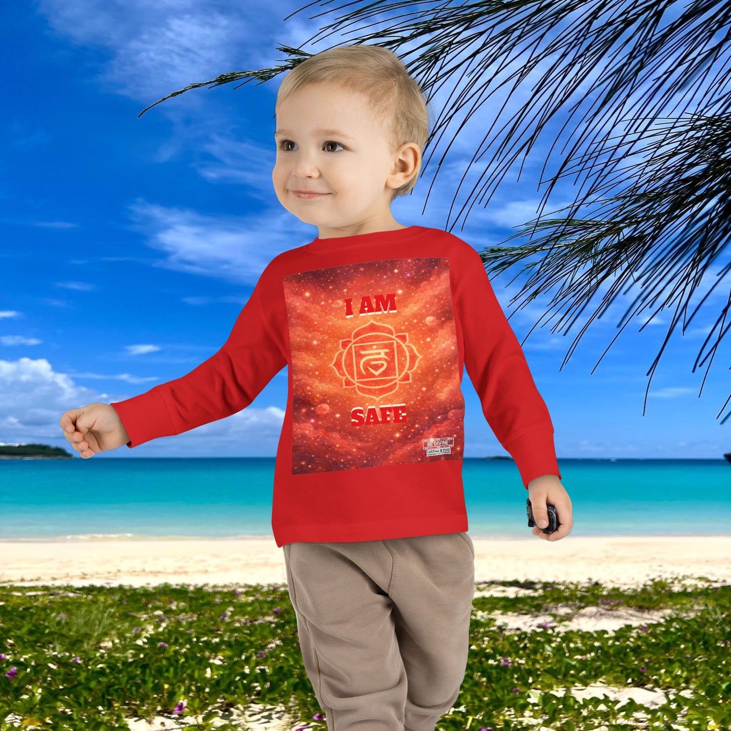 BE DIVINE™ Root Chakra Toddler Long Sleeve Tee | Safety & Security Affirmation Shirt