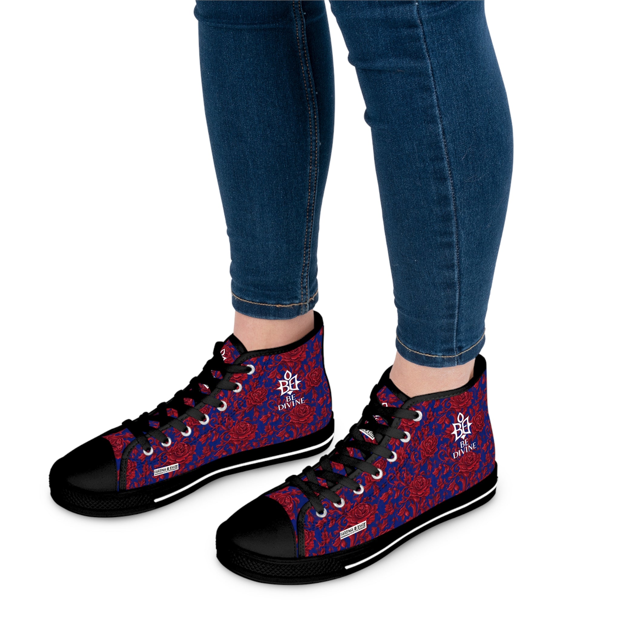 BE DIVINE™ Somerset Red Roses High Top Canvas Sneakers by Tabitha Essie
