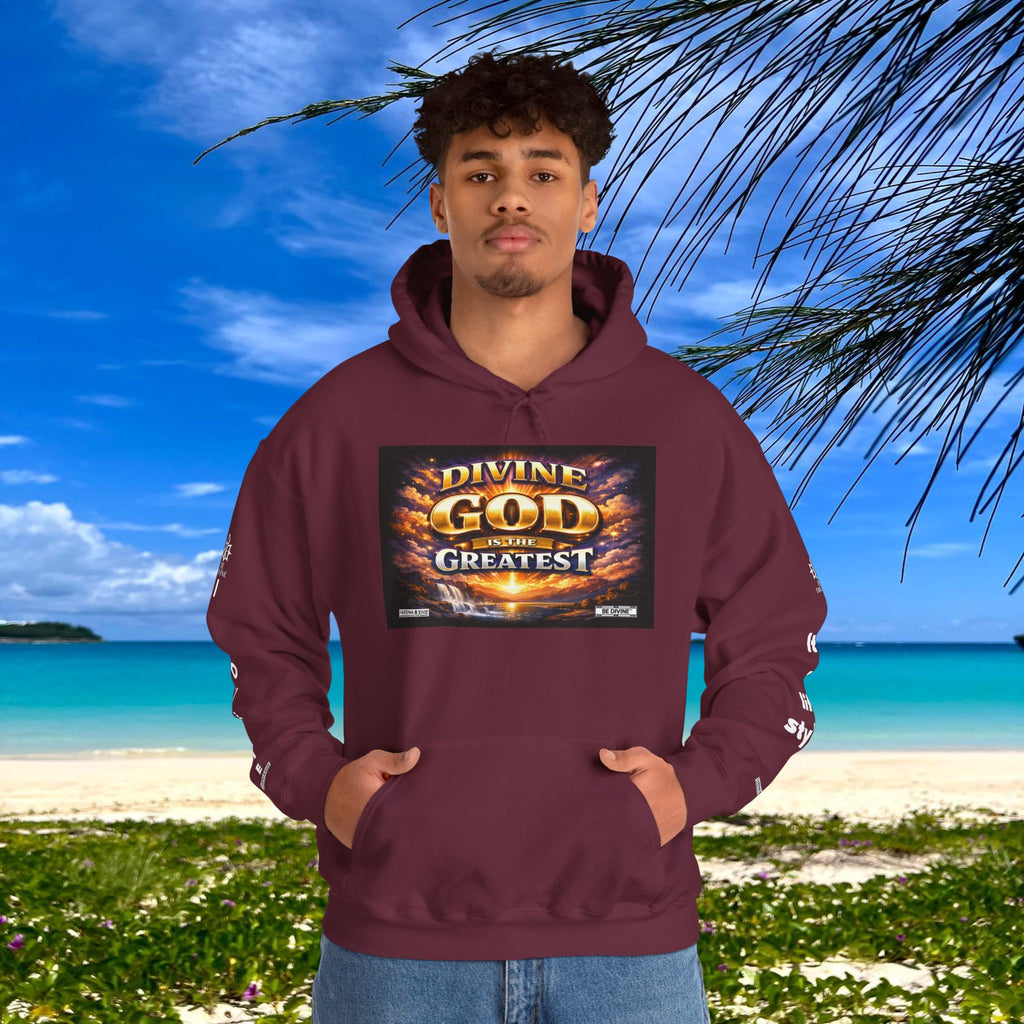 BE DIVINE™ Unisex Heavy Blend Hoodie – Divine God Is the Greatest Faith Statement Sweatshirt