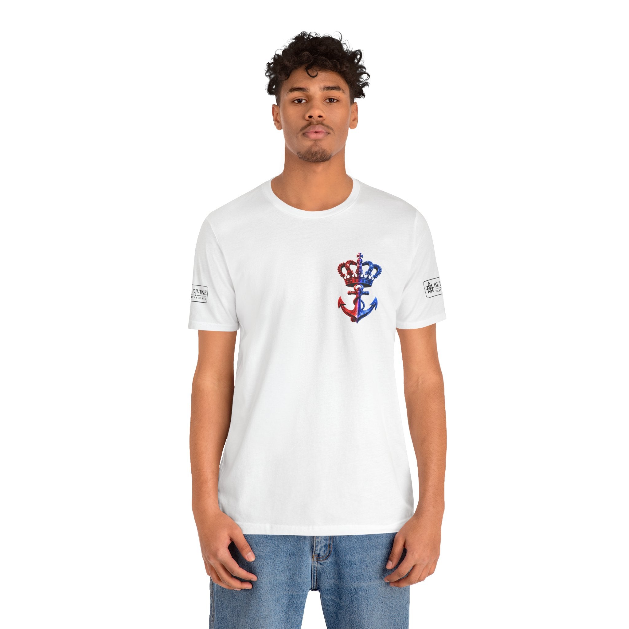 BE DIVINE™ Premium Minimal Crown 'N Anchor T-Shirt – Red 'N Blue Edition