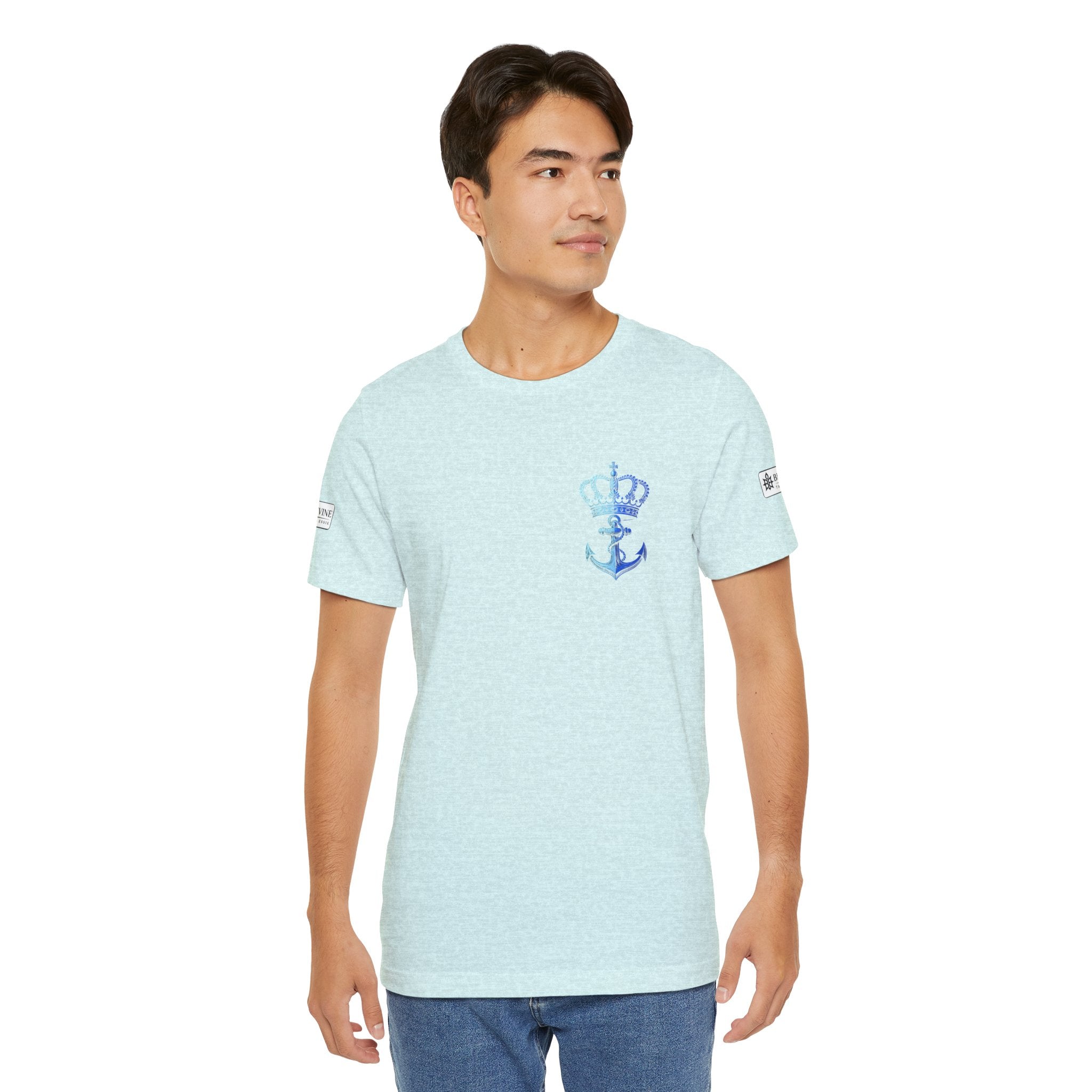 BE DIVINE™ Premium Minimal Crown 'N Anchor Tee – Blue 'N Blue Edition