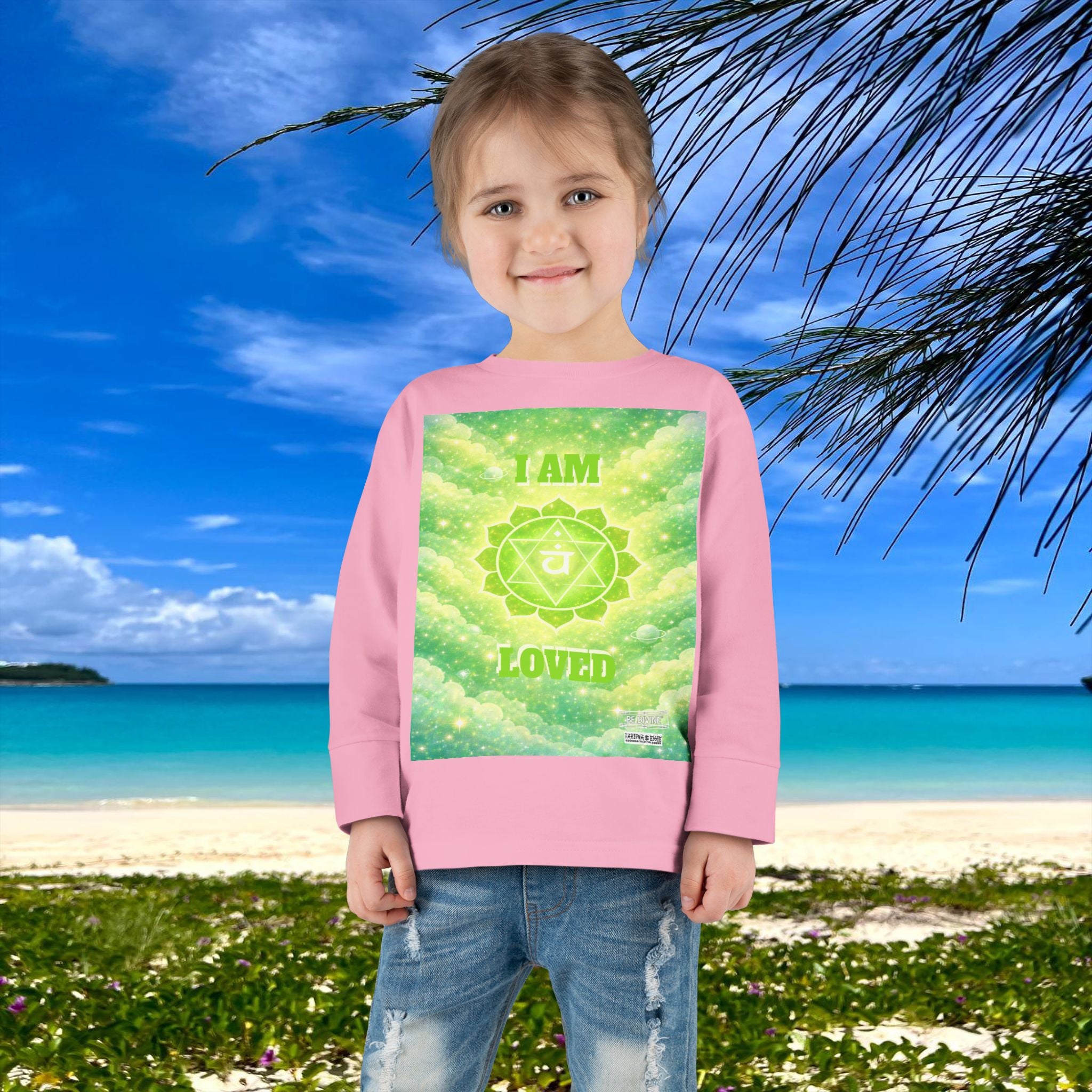 BE DIVINE™ Heart Chakra Toddler Long Sleeve Tee | Love & Compassion Affirmation Shirt