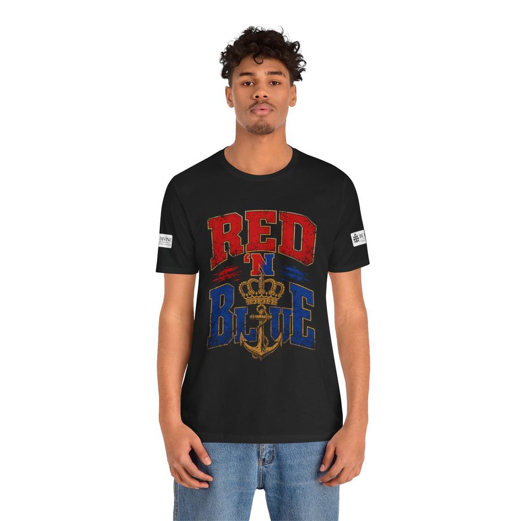 BE DIVINE™ RED 'N BLUE Tee – Crown 'N Anchor Edition