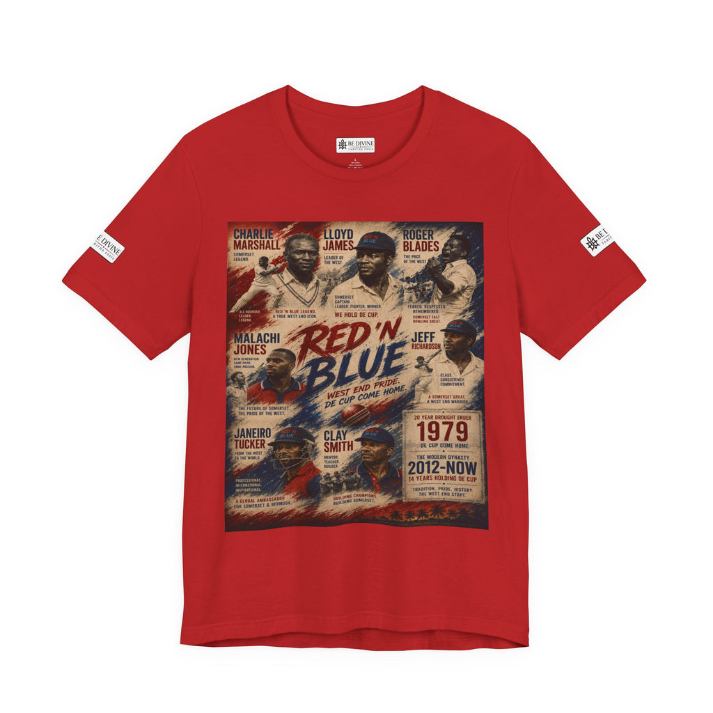 BE DIVINE™ Red ’N Blue Cricket Greats Tee