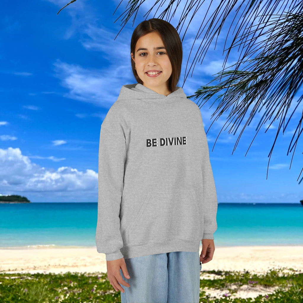 BE DIVINE™ Youth Hoodie – Gender Neutral, Soft Cotton, Inspirational Print (Youth S–XL)