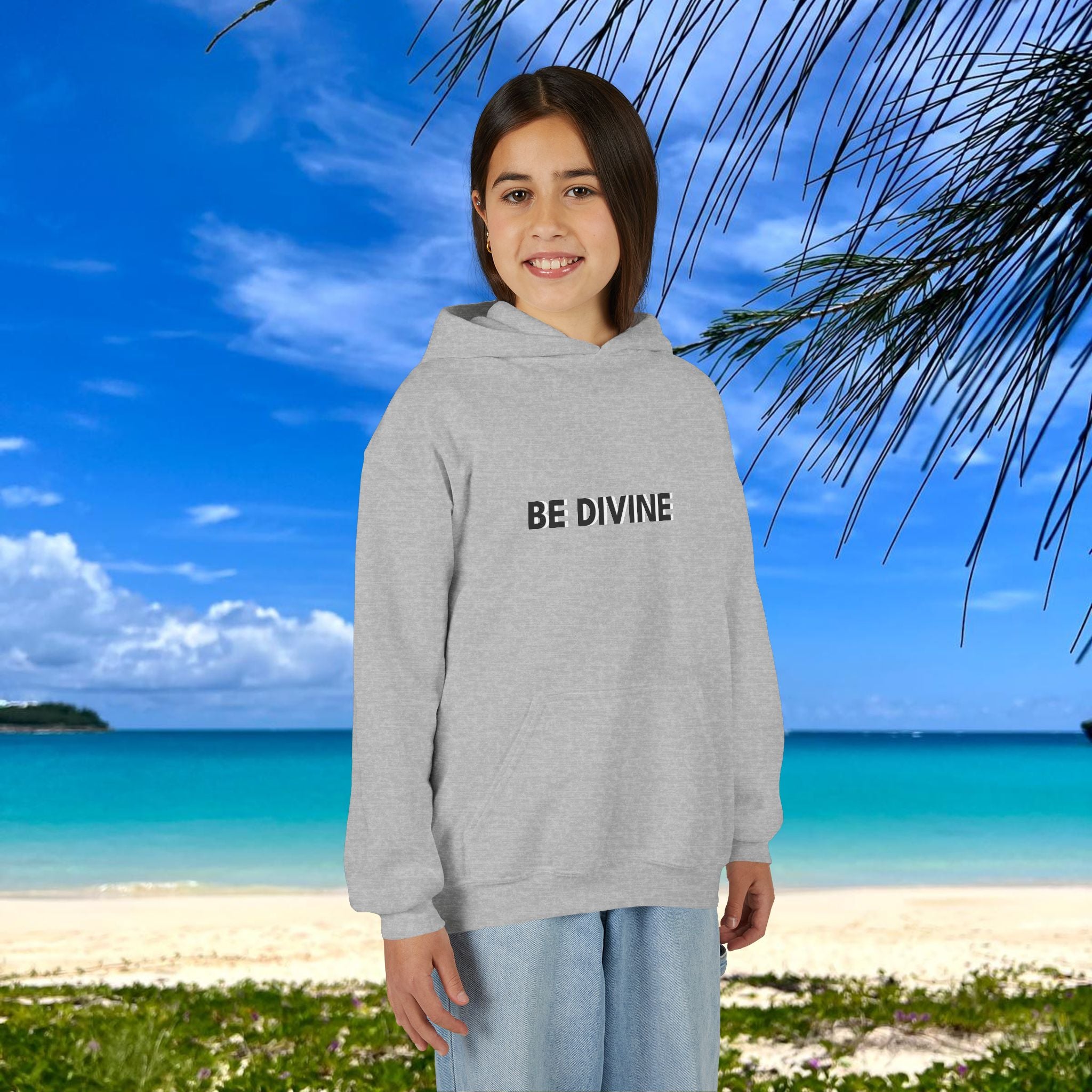 BE DIVINE™ Youth Hoodie – Gender Neutral, Soft Cotton, Inspirational Print (Youth S–XL)