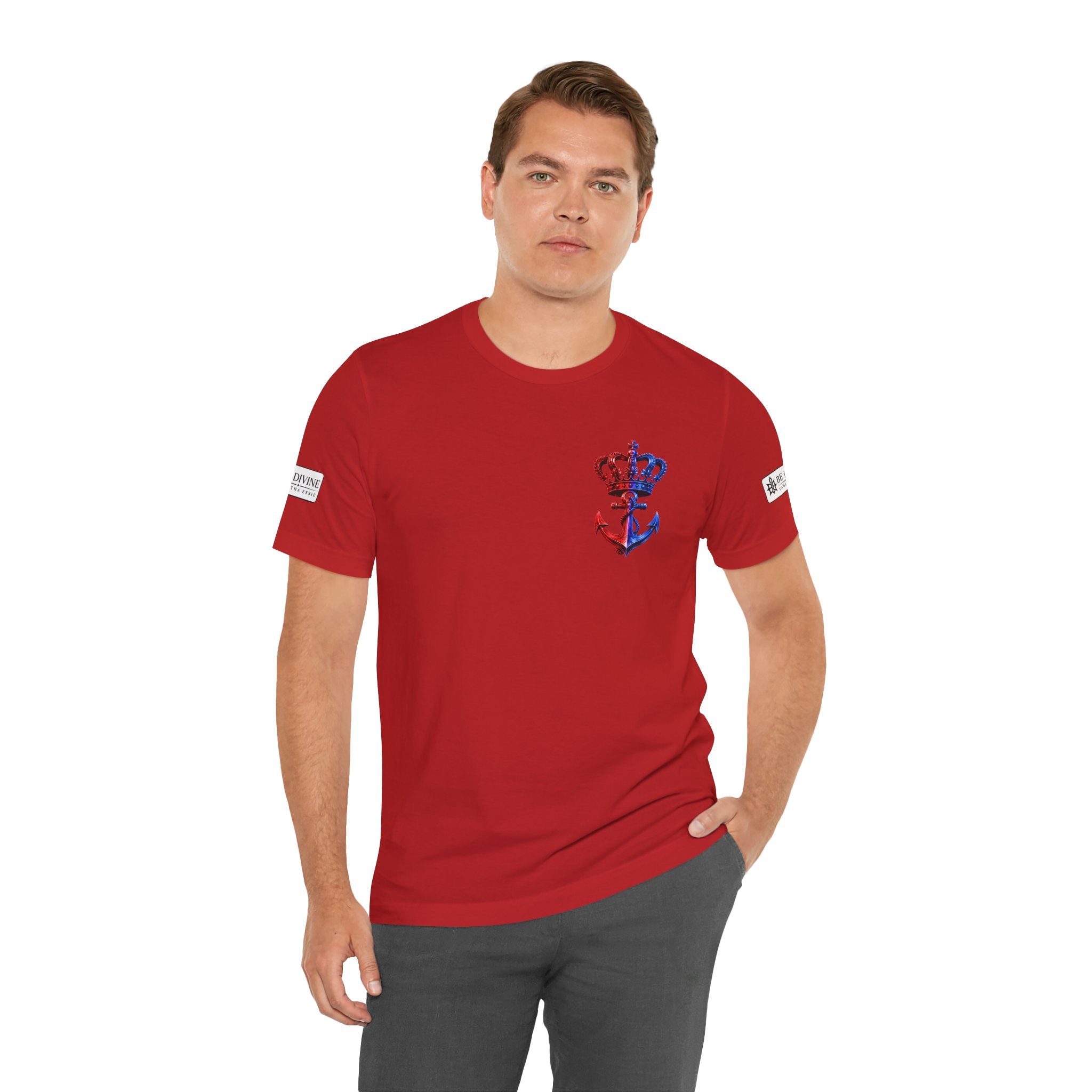 BE DIVINE™ Premium Minimal Crown 'N Anchor T-Shirt – Red 'N Blue Edition