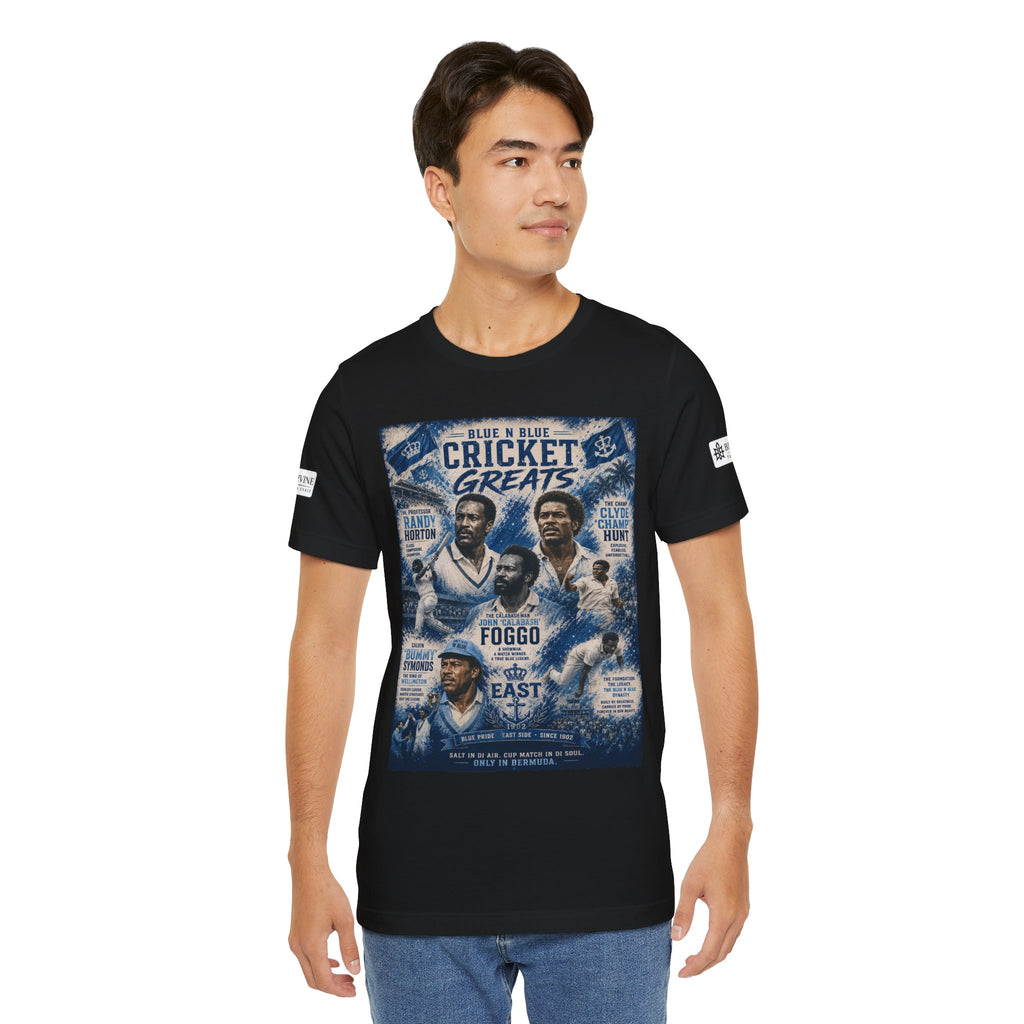 BE DIVINE™ Blue 'N Blue Cricket Greats Heritage Tee – Front & Back Collector Edition