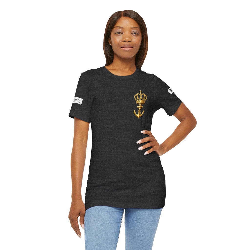 BE DIVINE™ Premium Minimal Crown 'N Anchor Tee – Black & Gold Edition