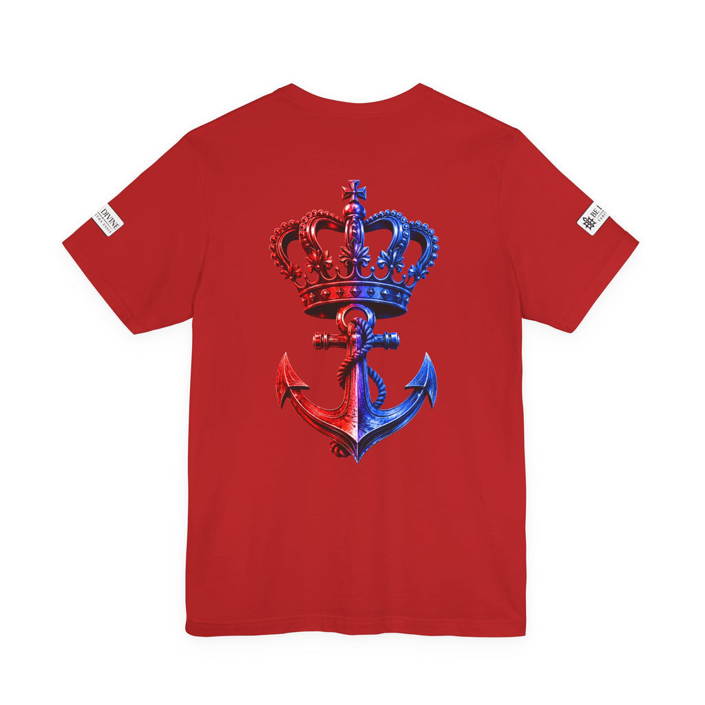 BE DIVINE™ Premium Minimal Crown 'N Anchor T-Shirt – Red 'N Blue Edition