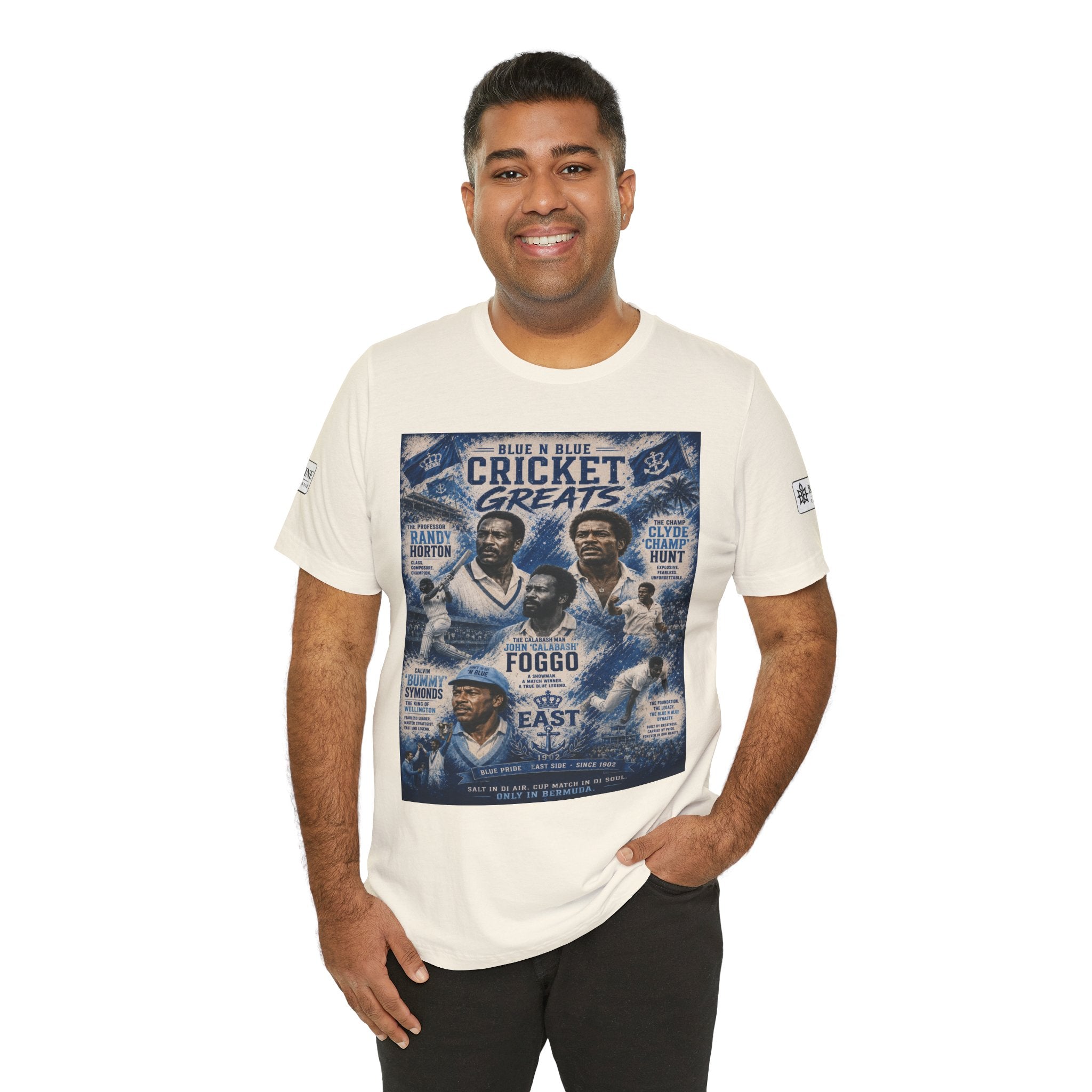 BE DIVINE™ Blue 'N Blue Cricket Greats Heritage Tee – Front & Back Collector Edition
