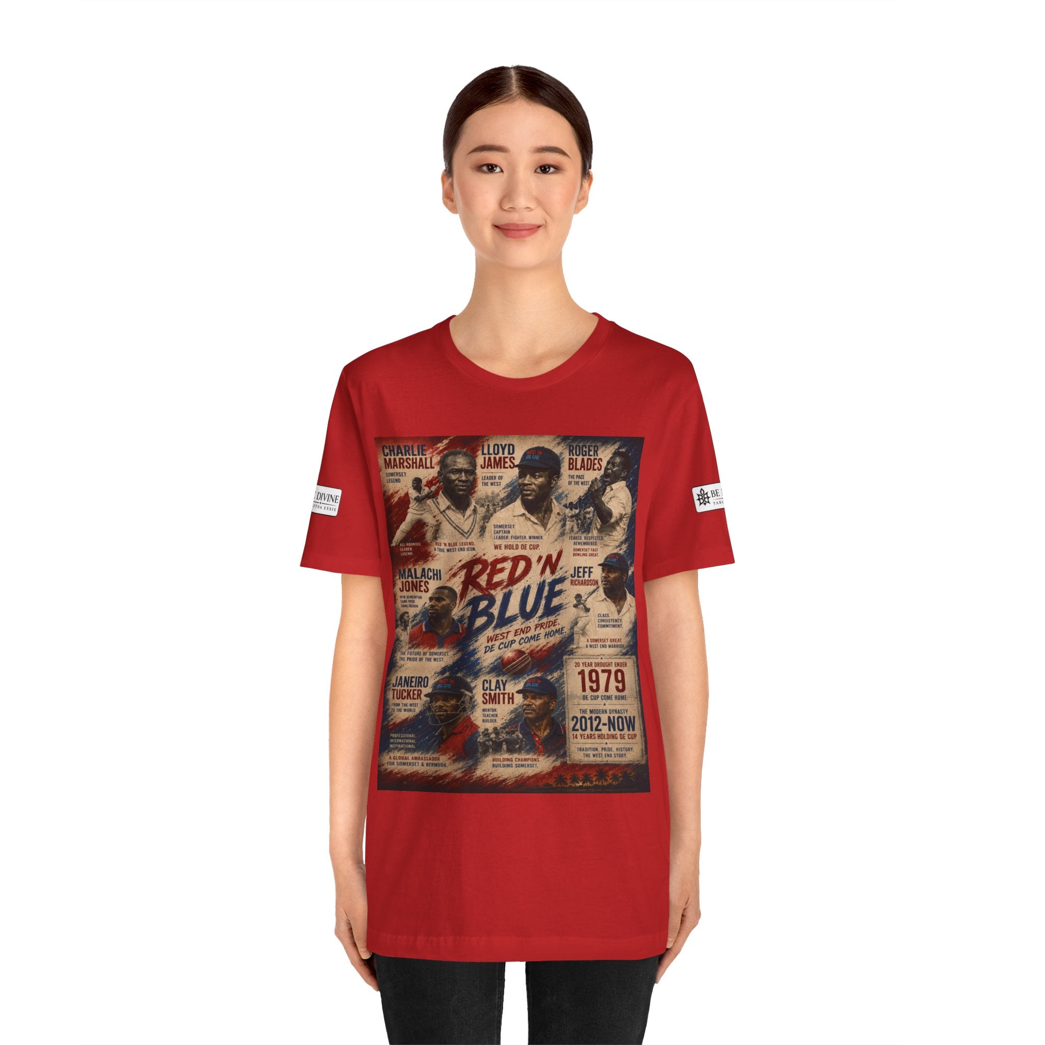 BE DIVINE™ Red ’N Blue Cricket Greats Tee