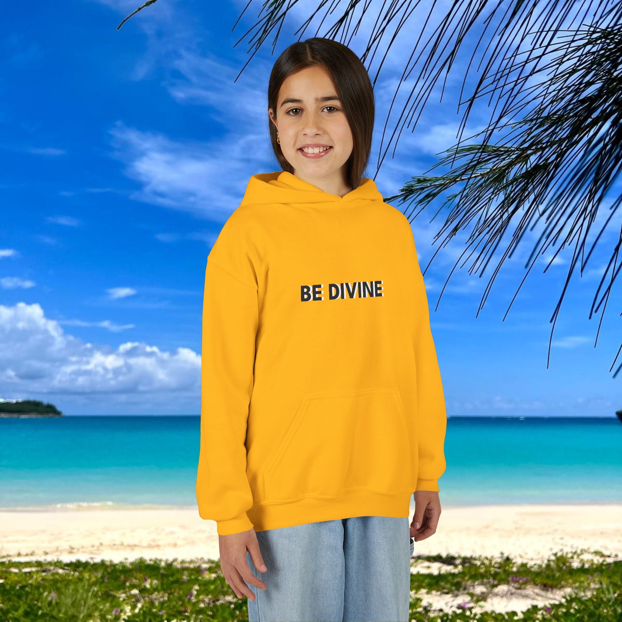 BE DIVINE™ Youth Hoodie – Gender Neutral, Soft Cotton, Inspirational Print (Youth S–XL)