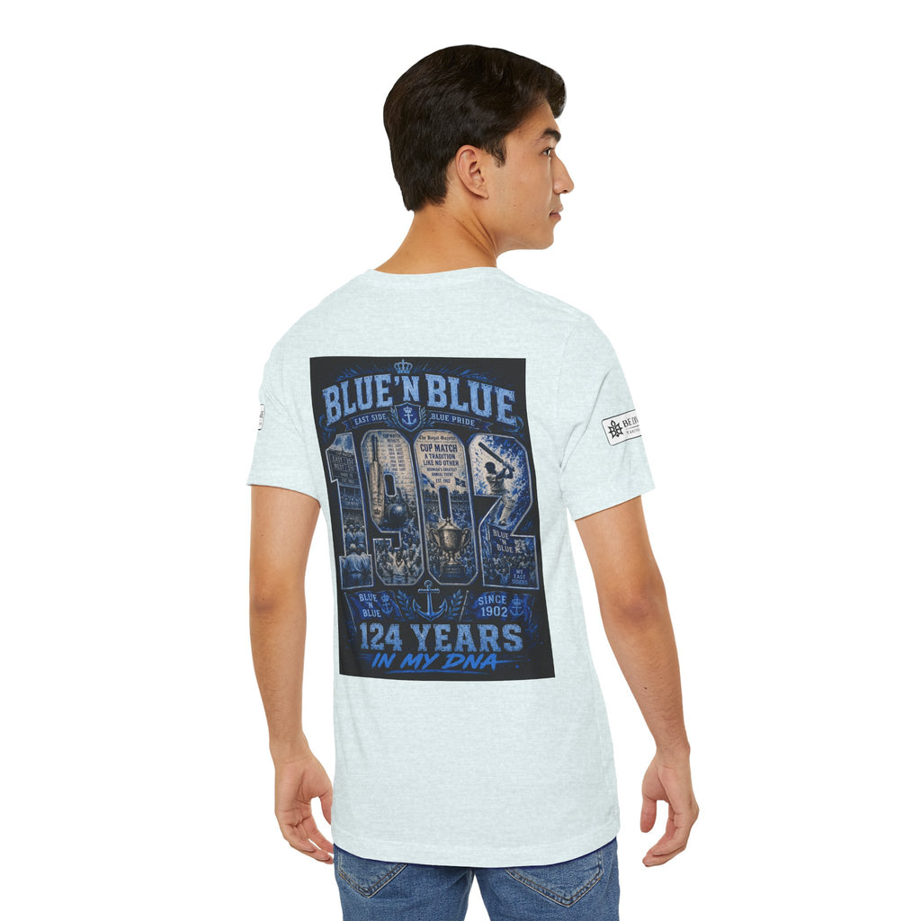 BE DIVINE™ Blue 'N Blue Cricket Greats Heritage Tee – Front & Back Collector Edition