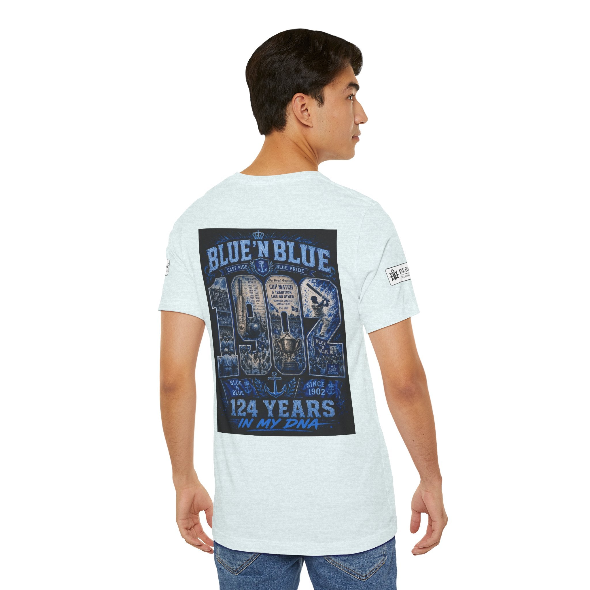 BE DIVINE™ Blue 'N Blue Cricket Greats Heritage Tee – Front & Back Collector Edition