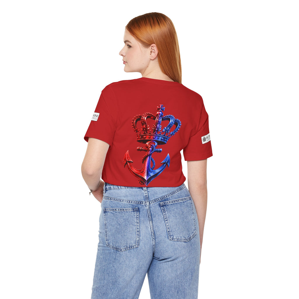 BE DIVINE™ Premium Minimal Crown 'N Anchor T-Shirt – Red 'N Blue Edition