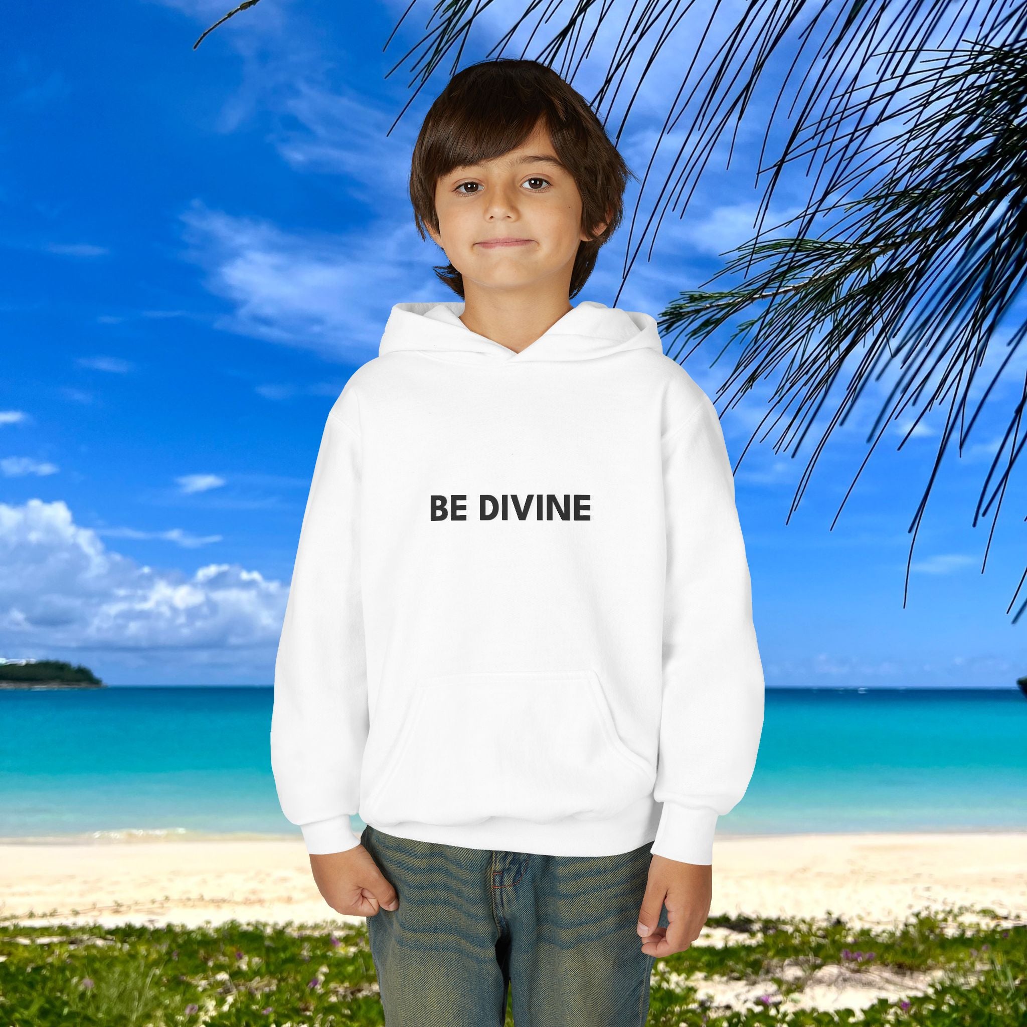 BE DIVINE™ Youth Hoodie – Gender Neutral, Soft Cotton, Inspirational Print (Youth S–XL)