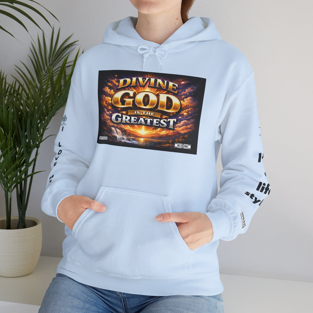 BE DIVINE™ Unisex Heavy Blend Hoodie – Divine God Is the Greatest Faith Statement Sweatshirt