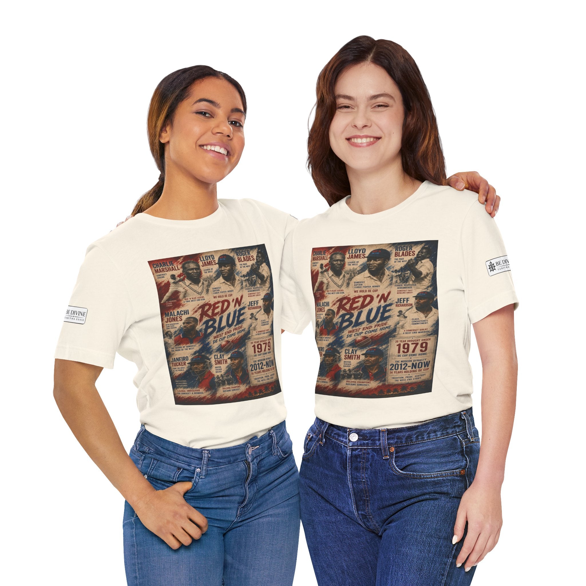 BE DIVINE™ Red ’N Blue Cricket Greats Tee