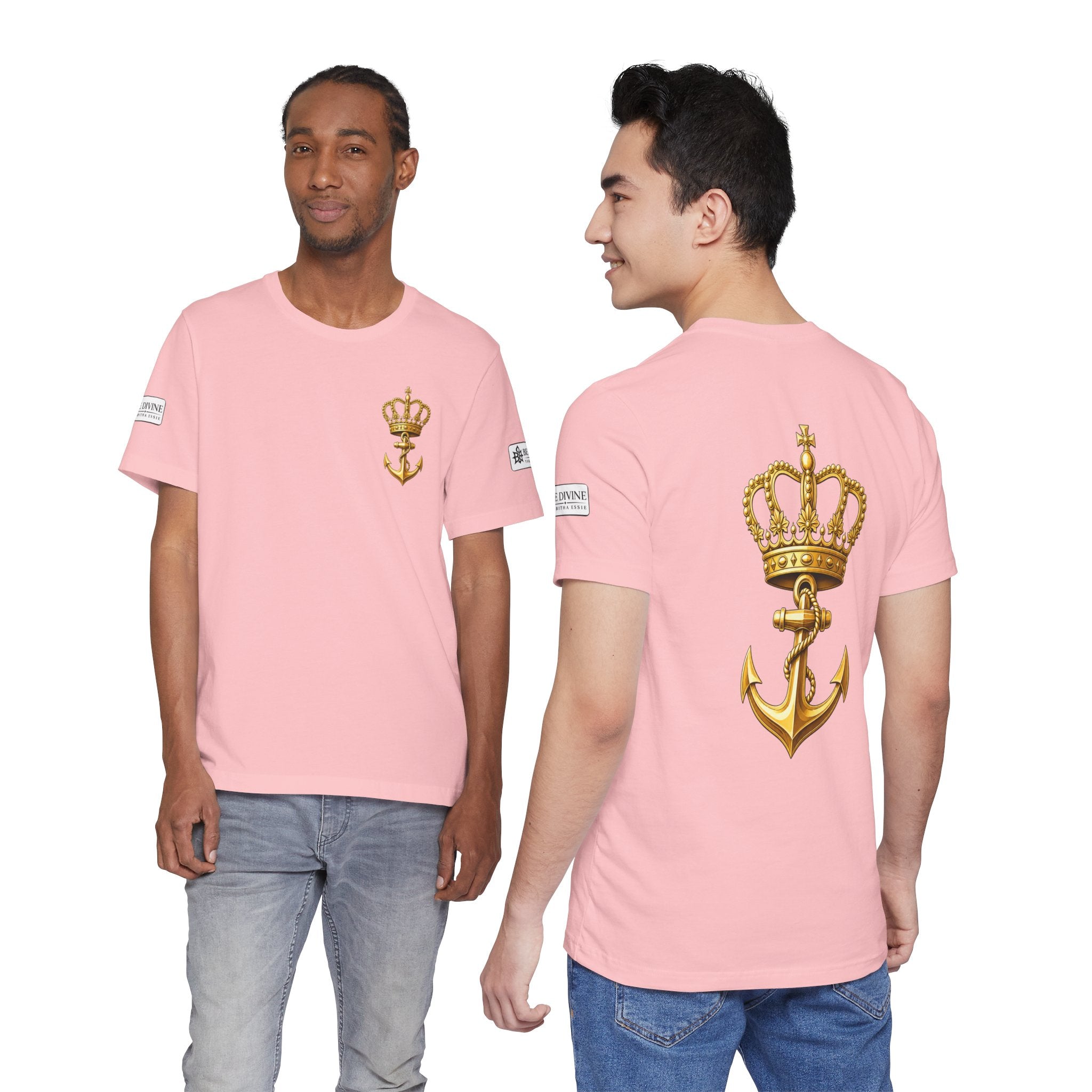 BE DIVINE™ Premium Minimal Crown 'N Anchor Tee – Black & Gold Edition