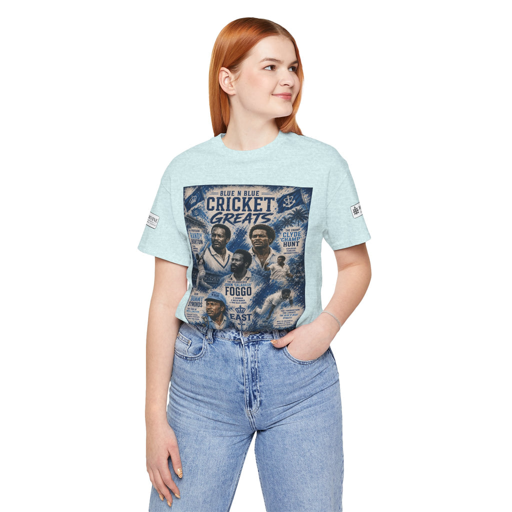BE DIVINE™ Blue 'N Blue Cricket Greats Heritage Tee – Front & Back Collector Edition