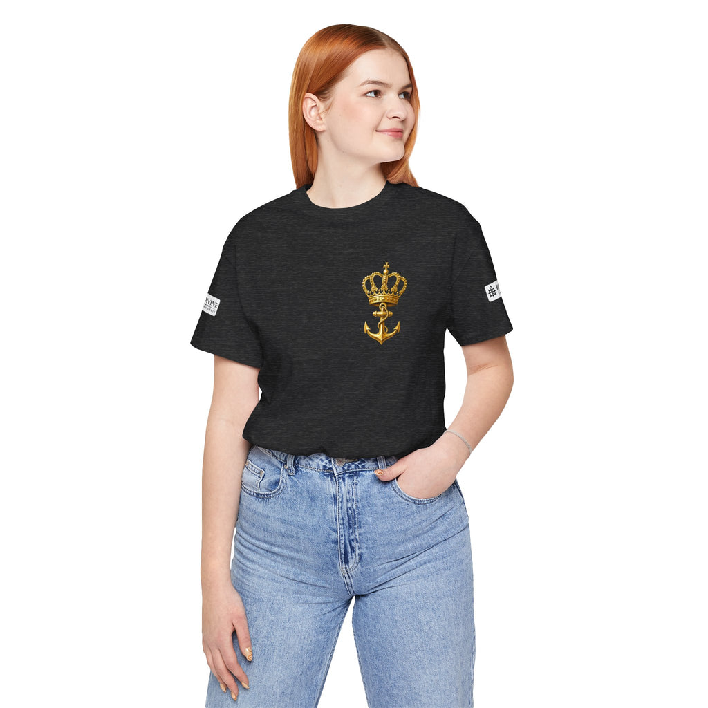 BE DIVINE™ Premium Minimal Crown 'N Anchor Tee – Black & Gold Edition