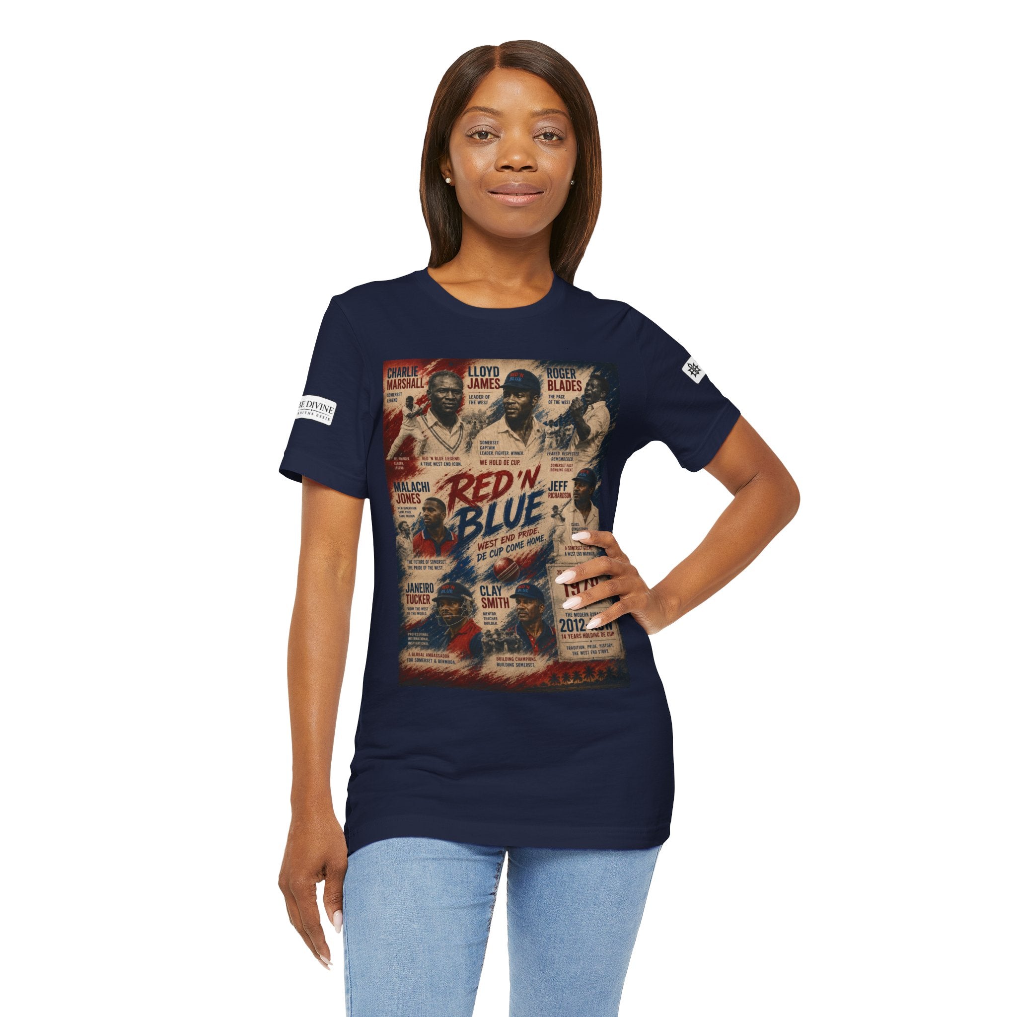 BE DIVINE™ Red ’N Blue Cricket Greats Tee