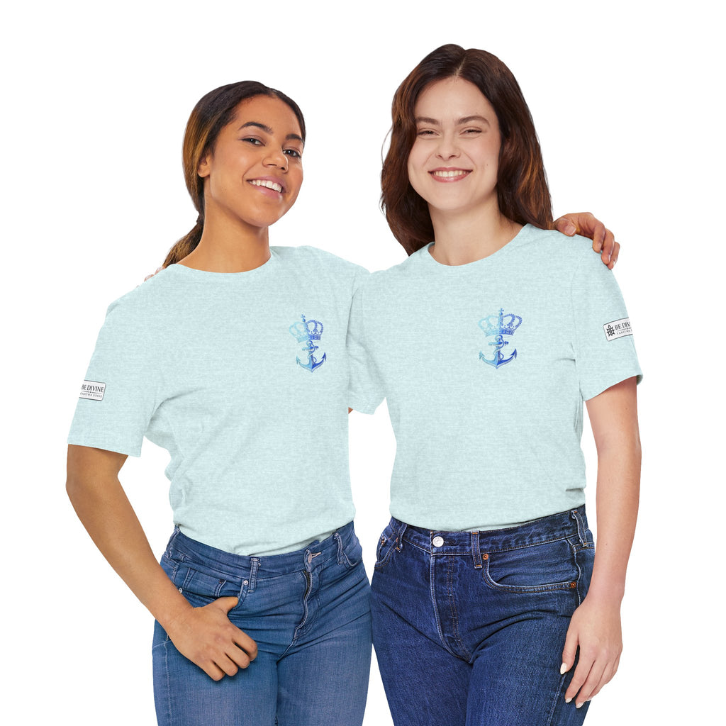 BE DIVINE™ Premium Minimal Crown 'N Anchor Tee – Blue 'N Blue Edition