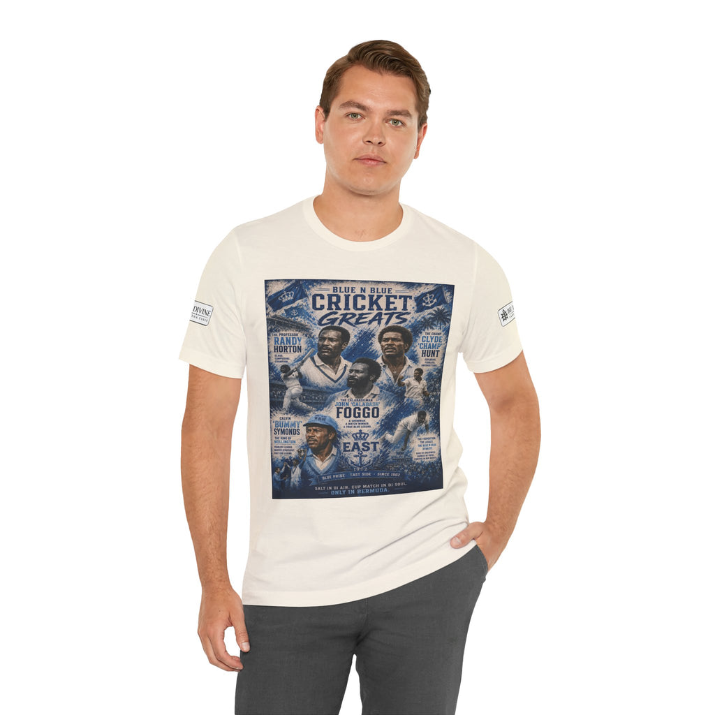 BE DIVINE™ Blue 'N Blue Cricket Greats Heritage Tee – Front & Back Collector Edition