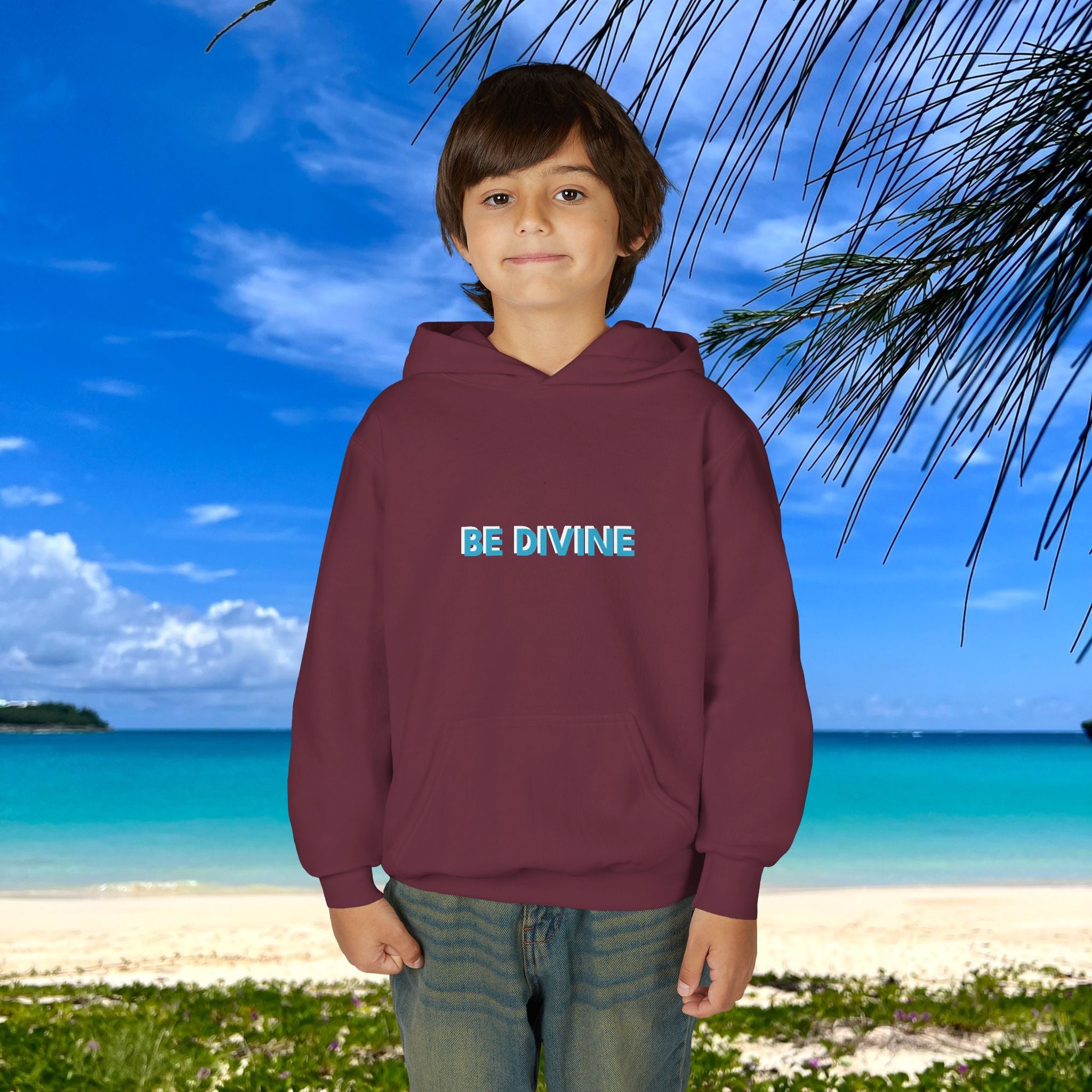 BE DIVINE™ Youth Hoodie – Gender Neutral, Soft Cotton, Inspirational Print (Youth S–XL)