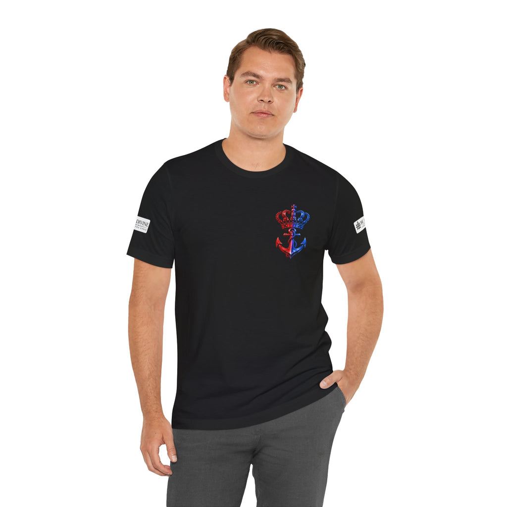 BE DIVINE™ Premium Minimal Crown 'N Anchor T-Shirt – Red 'N Blue Edition