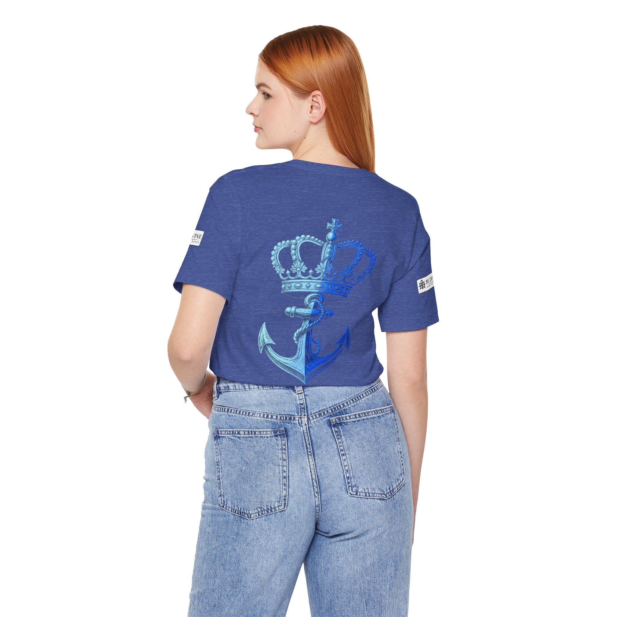 BE DIVINE™ Premium Minimal Crown 'N Anchor Tee – Blue 'N Blue Edition