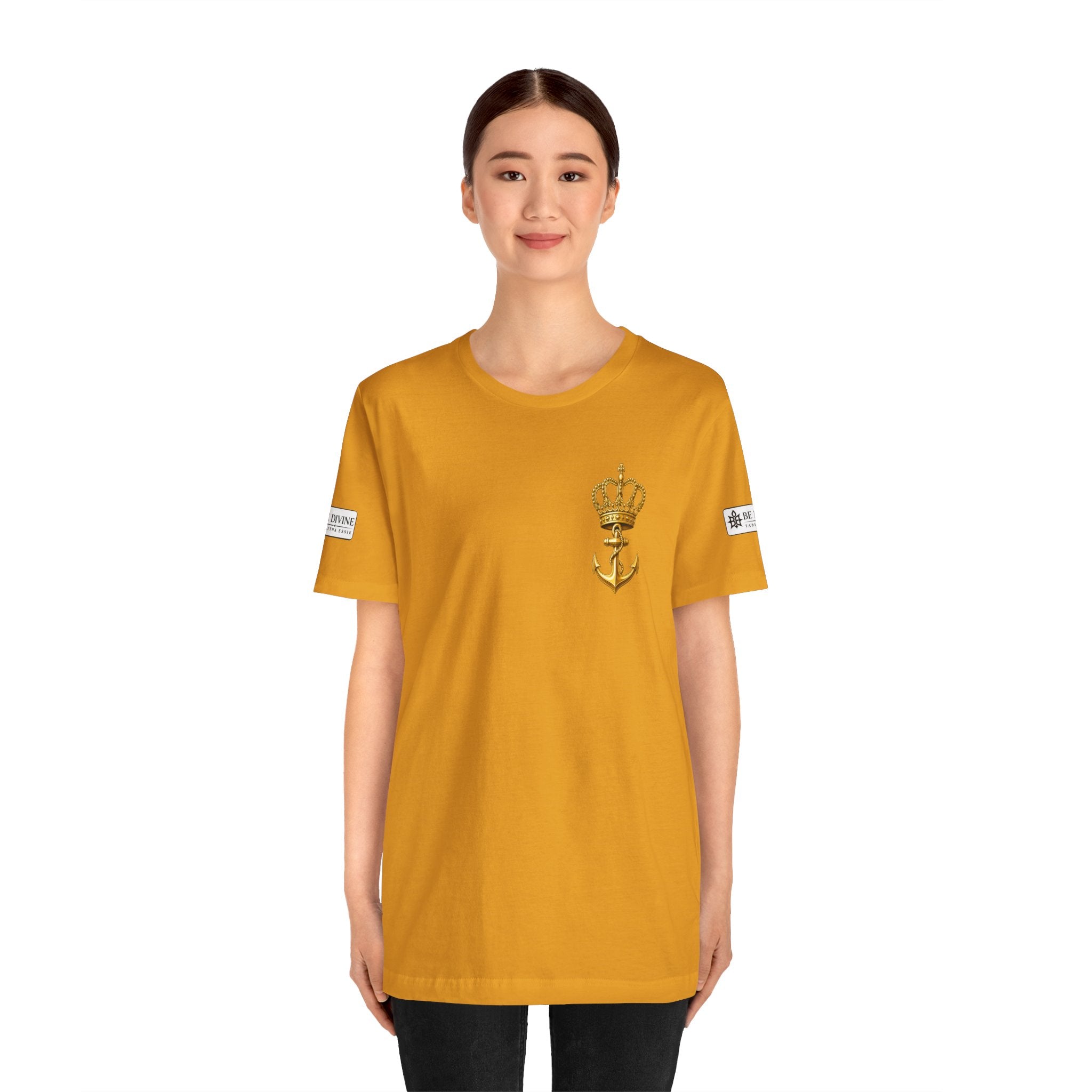BE DIVINE™ Premium Minimal Crown 'N Anchor Tee – Black & Gold Edition